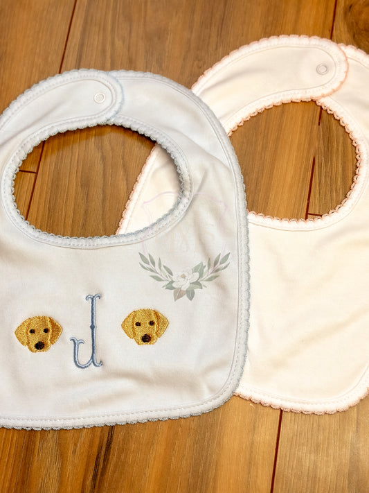 Picot Trim Baby Bib- Design Your Own