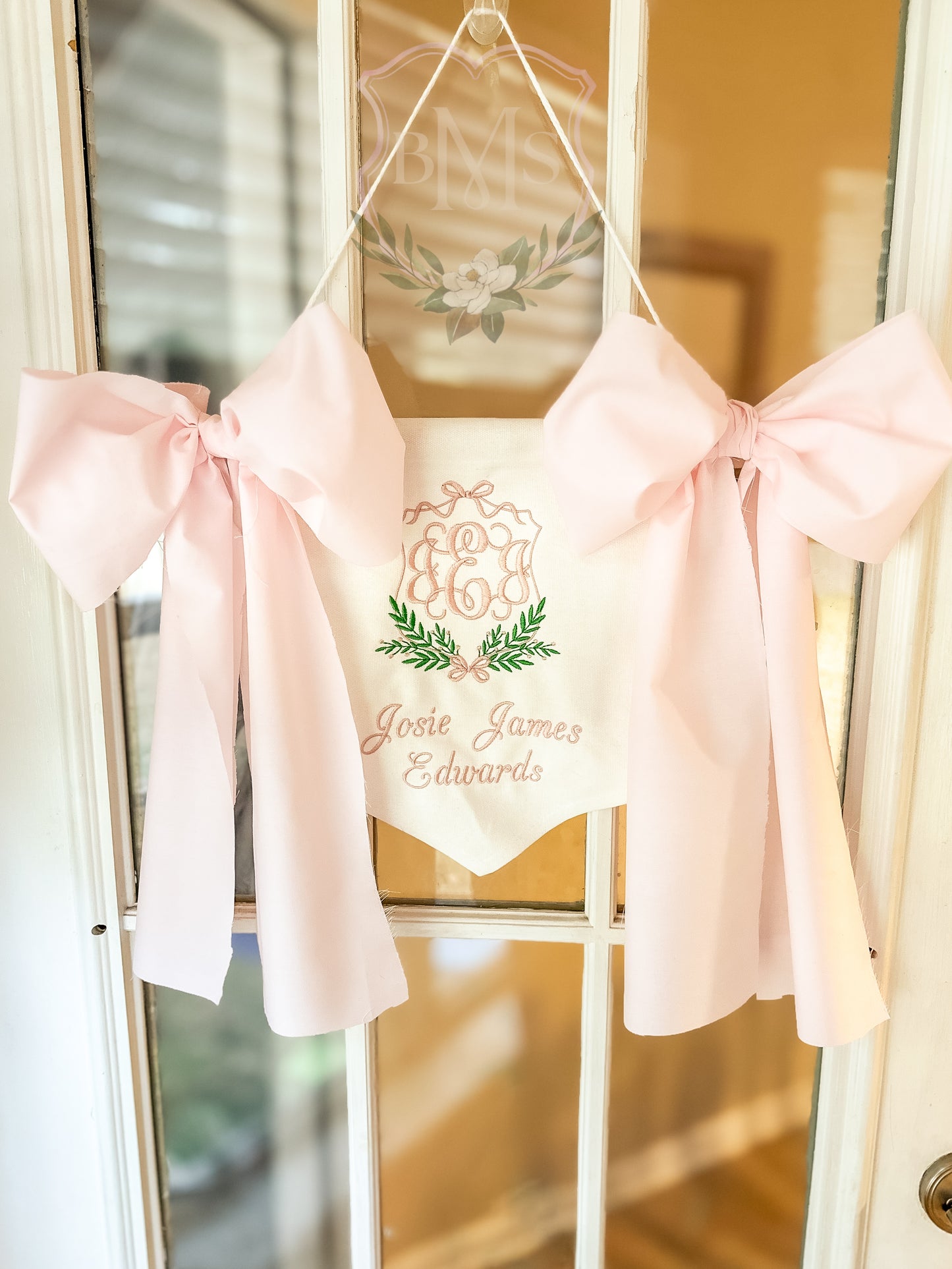 Bows & Branches Baby Banner- Pink